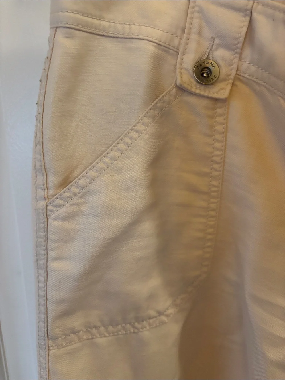 Banana Republic Cream Straight-Leg linen cotton pant size 8